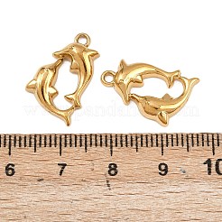304ステンレスペンダント  イオンプレーティング（ip）  18KGP本金メッキ  イルカ  19.5x12x3.5mm  穴：1.5mm&nbsp;STAS-A132-06G-G