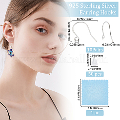 10 Pairs 925 Sterling Silver Earring Hooks&nbsp;STER-BBC0001-36