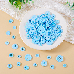 4  - 正孔樹脂ボタン  フラットラウンド  空色  11.5~25.5x2.5~3.5mm  穴：1.8~2.5mm&nbsp;BUTT-TADJ0001-03D