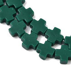 合成サンゴビーズ連売り  染め  クロス  濃い緑  9x9x4mm  穴：1.2mm  約35個/連  12.99''（33センチメートル）&nbsp;CORA-L044-A22