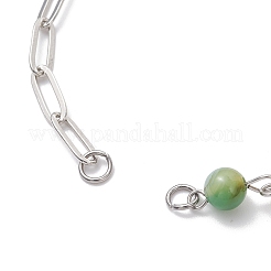 3Pcs 3 Styles Round Dyed Natural Red Agate & Peacock Green Agate & Carnelian & Brass Paperclip Chain Bracelet Making&nbsp;AJEW-JB01425