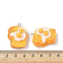 不透明樹脂ペンダント  模造食品  プラチナアイアンループ付き  トースト  30x24x14mm  穴：2mm&nbsp;FIND-Z092-02P-07