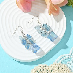 Natural Rose Quartz Chip & Natural Quartz Dangle Earrings for Women&nbsp;EJEW-TA00560-02