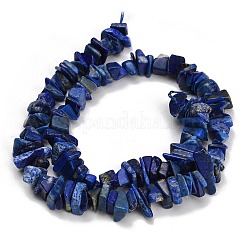 天然石ラピスラズリビーズ連売り  チップ  8~18.5x6.5~10x1.5~7mm  穴：0.7~1mm  約96~130個/連  15.94''（40.5センチメートル）&nbsp;GG-CBAC61B-C04-01