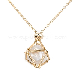 Brass Macrame Pouch Empty Stone Holder for Pendant Necklaces Making&nbsp;NJEW-JN04440-01