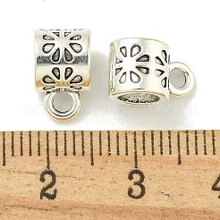 チベットスタイルの合金チューブベイル  鉛フリー＆カドミウムフリー  アンティークシルバー  10.5x7x6.5mm  穴：2mmと4.5mm  約1250個/1000g&nbsp;TIBE-I026-6003AS