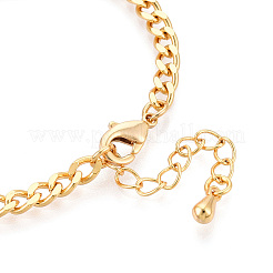 女性用真鍮カーブチェーンブレスレット  ニッケルフリー  長持ちメッキ  18KGP本金メッキ  7-1/8インチ（18cm）&nbsp;BJEW-N032-08A-G