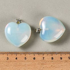 オパールペンダント  ハートチャーム  304ステンレススチールスナップオンベイル付き  ステンレス鋼色  32~33x30x14~15mm  穴：7.5x4mm&nbsp;GG-CBAA0EE-04P-21