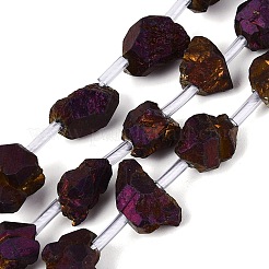 Electroplate Raw Rough Natural Amethyst Beads Strands&nbsp;G-Q610-06B
