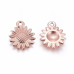 合金ペンダント  ヒマワリ  ローズゴールド  18.6x15x2.5mm  穴：1.8mm&nbsp;LS-A-PALLOY-WH0066-12RG