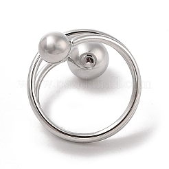 変色しない304ステンレススチールワイヤーラップスパイラルカフリング女性用  ステンレス鋼色  内径：18mm&nbsp;RJEW-G315-08B-P