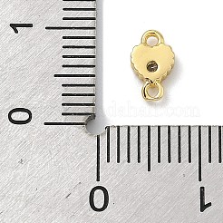 Brass Pave Cubic Zirconia Heart Connector Charms&nbsp;KK-G548-18G-03