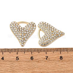 合金ラインストーンペンダント  ハート  ゴールドカラー  18.5x18.5x2.5mm  穴：5.5x3.5mm&nbsp;FIND-H051-03G