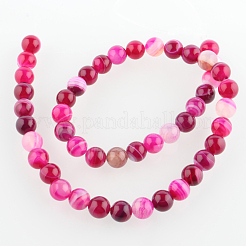 Natural Striped Agate/Banded Agate Round Bead Strands&nbsp;G-E233-05
