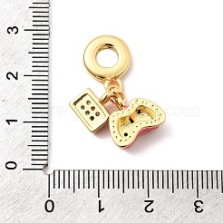 Brass Micro Pave Colorful Cubic Zirconia European Dangle Charms&nbsp;KK-F904-22G
