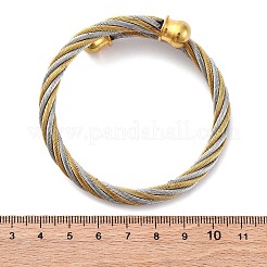 女性用304ステンレススチールトルクバングル  イオンプレーティング（ip）  ゴールデン·ステンレス鋼色  3/4インチ（1.75cm）  内径：2-1/4インチ（5.65x5.55cm）&nbsp;BJEW-P310-10GP