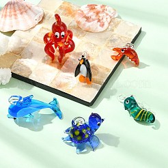 6Pcs 6 Styles Handmade Lampwork Pendants&nbsp;LAMP-CJ0002-69