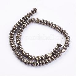 天然のパイライトビーズ連売り  ナゲット  7~8x3~8mm  穴：1mm  約82個/連  15.3~15.7インチ&nbsp;G-G673-04