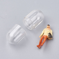 開閉式プラスチックビーズ容器  樹脂ビーズ入り  カプセル型容器  ミックスカラー  24x10mm&nbsp;KY-N005-02