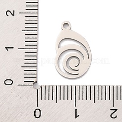 変色しない201ステンレススチールペンダント  レーザー切断  コンクチャーム  ステンレス鋼色  16x10x1mm  穴：1.5mm&nbsp;STAS-U016-09P-02