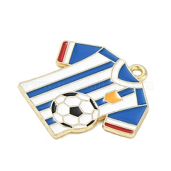 合金エナメルチャーム  ゴールドカラー  サッカーのチャームが付いた服  25.5x28x1.5mm  穴：1.8mm&nbsp;ENAM-I075-01G-07