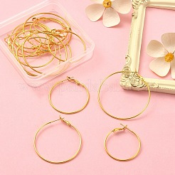 16 個 4 サイズ真鍮フープピアスパーツ  バスケットボールの妻のためのDIYの材料はピアスフープ  ゴールドカラー  30~45x1.2mm  4pcs /サイズ&nbsp;KK-YW0001-95