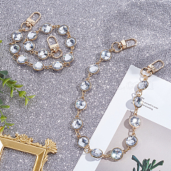 2Pcs Alloy Rhinestone Flat Round Link Bag Decorative Chains&nbsp;PURS-ME0001-03