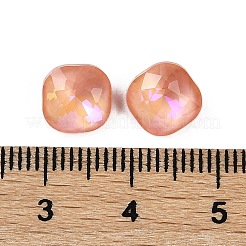 ポイントガラスラインストーンカボション  模造トルマリン  多面カット  正方形  レッド  8x8x5mm&nbsp;GGLA-S003-03A