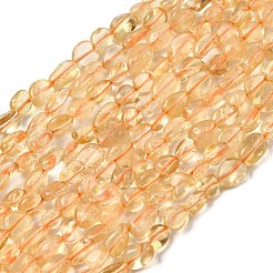 天然石シトリンビーズ連売り  ナゲット  タンブルストーン  染め＆加熱  6~12x6~8x4~6mm  穴：0.9mm  約52個/連  15.94''（40.5cm）〜16.14''（41cm）&nbsp;G-D324-02