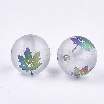 Autumn Theme Electroplate Transparent Glass Beads&nbsp;X-EGLA-S178-01E-1