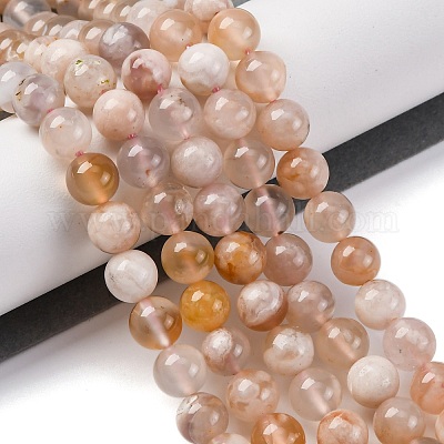 Natural Cherry Blossom Agate Beads Strands&nbsp;G-O166-02-8mm-01-1