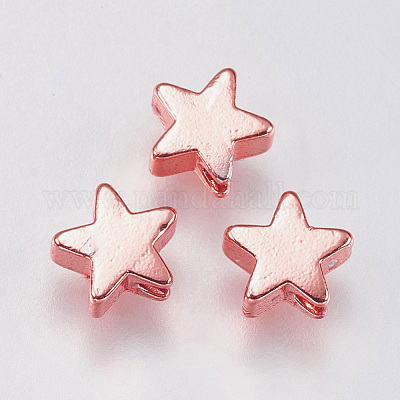 真鍮ビーズ  スター  ローズゴールド  6x6x2.5~3.3mm  穴：1mm&nbsp;KK-E735-27RG-1