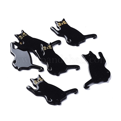 アクリルパーツ  3dプリント  猫の形  ブラック  39x28x2mm  穴：1.5mm&nbsp;X-KY-I007-48A-1