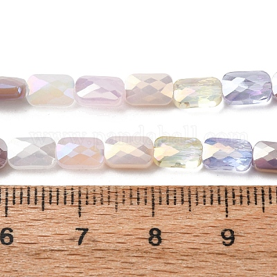 電気メッキガラスビーズセット  長方形  多面カット  グラデーションカラー  ミックスカラー  7x4x3.5mm  穴：1mm  約60~63個/連  16.14''~16.92''（41~43センチメートル）&nbsp;EGLA-D300-05-13-1