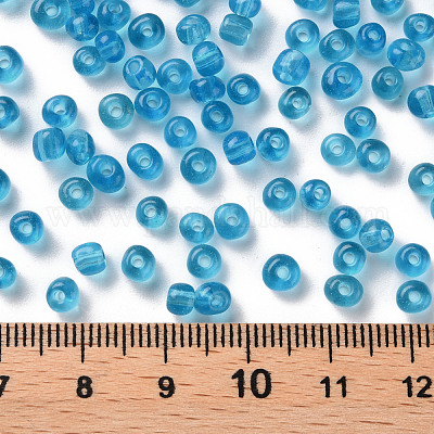 ガラスシードビーズ  トランスペアレント  ラウンド  空色  6/0  4mm  穴：1.5mm  約4500ビーズ/ポンド&nbsp;SEED-A004-4mm-3-1