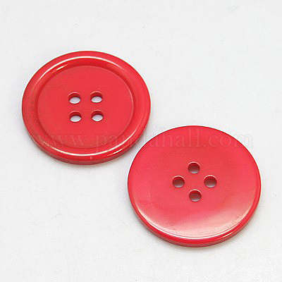 樹脂ボタン  染め  フラットラウンド  レッド  25x3mm  穴：2mm  98個/袋&nbsp;RESI-D030-25mm-03-1