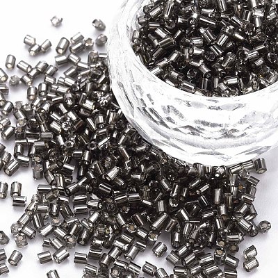 ガラス竹ビーズ  銀並ぶ  グレー  1.8~2.2x1.8~2mm  穴：0.8~0.9mm  約15000個/ポンド&nbsp;SEED-S032-08A-52-1