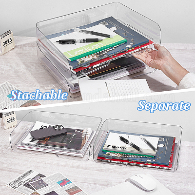 Transparent Plastic Desktop File Storage Box&nbsp;AJEW-WH0455-281-1