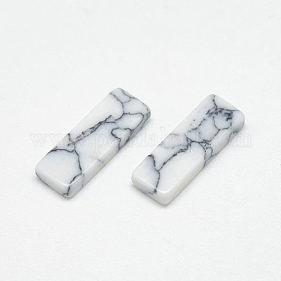 合成ターコイズカボション  長方形  ホワイト  10x3x1.5mm&nbsp;TURQ-S290-08B-02-1