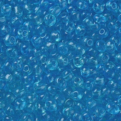 ガラスシードビーズ  トランスペアレント  ラウンド  空色  6/0  4mm  穴：1.5mm  約300粒/30g&nbsp;X2-SEED-A004-4mm-3-1