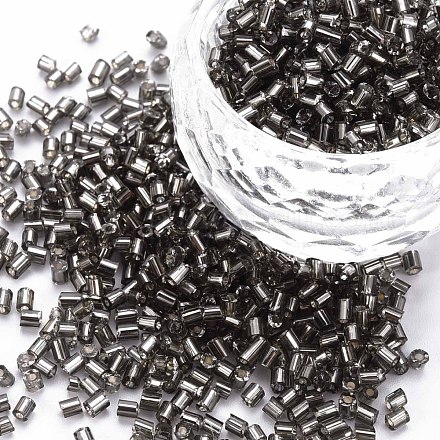 ガラス竹ビーズ  銀並ぶ  グレー  1.8~2.2x1.8~2mm  穴：0.8~0.9mm  約15000個/ポンド&nbsp;SEED-S032-08A-52-1