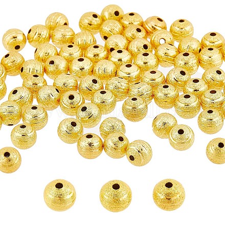 Wholesale SUNNYCLUE 100Pcs Golden Beads 8mm Tibetan Style Textured Gold Beads Bulk Frosted Brass Metal Bead Round Shiny Ribbon Pattern Beads Loose Spacer Beads for Jewelry Making Beading Kit DIY Craft...