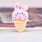 Easter Rabbit Theme Opaque Resin Cabochons, Pearl Pink, Ice Cream Pattern, 30x16mm