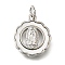 Brass Shell Pendants, Virgin Mary, with Jump Ring, Cadmium Free & Lead Free, Platinum, 19x13x2.2mm, Hole: 4x6.5mm