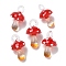 Handmade Lampwork Pendants, Bumpy, Mushroom, Orange Red, 24.5~29.5x15~18.5mm, Hole: 2~5mm