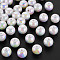 Opaque Acrylic Beads, AB Color Plated, Round, White, 10x9mm, Hole: 2mm, about 940pcs/500g