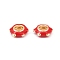 Brass Beads, Star, with Enamel, Real 18K Gold Plated, Red, 6x6.5x2mm, Hole: 3mm