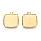 304 Stainless Steel Pendant Cabochon Settings, Square, Ion Plating(IP), Real 18K Gold Plated, 30x25x2mm, Hole: 2.7mm, Tray: 21x21mm