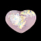 Resin Cabochons, with Shell Chip, Heart, Pink, 13x16x5mm