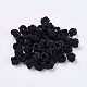 ポリエステルファブリックビーズ  ラウンド  ブラック  6.5x4.5mm  穴：4mm&nbsp;WOVE-K001-A01-3